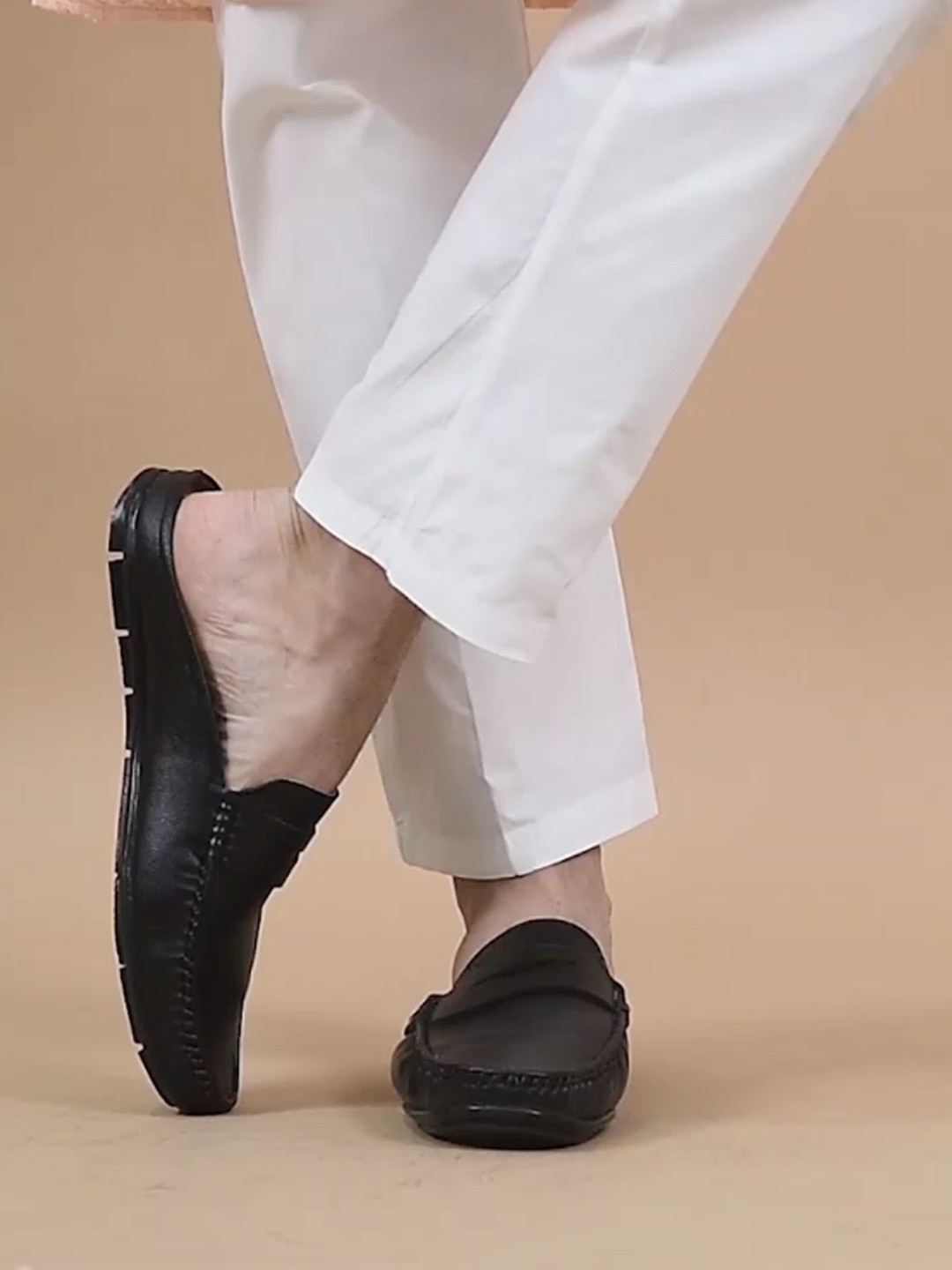 FAUSTO Men Black Slip On Mule Sneakers