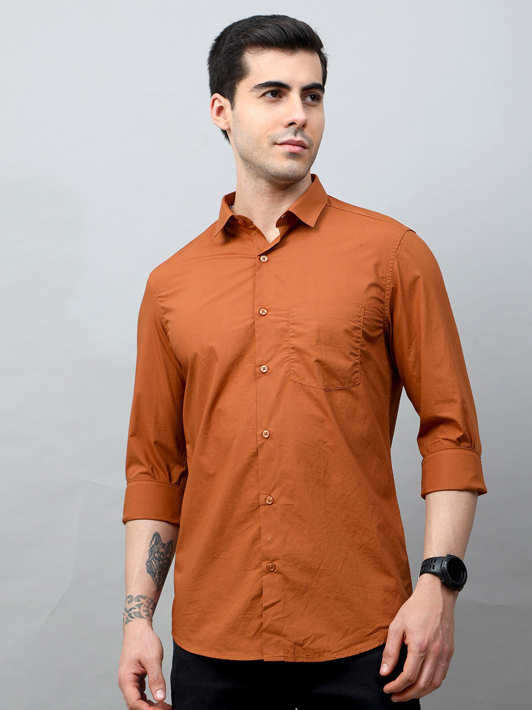 Bushirt Men Bronze-Toned Pure Cotton Comfort Casual Shirt