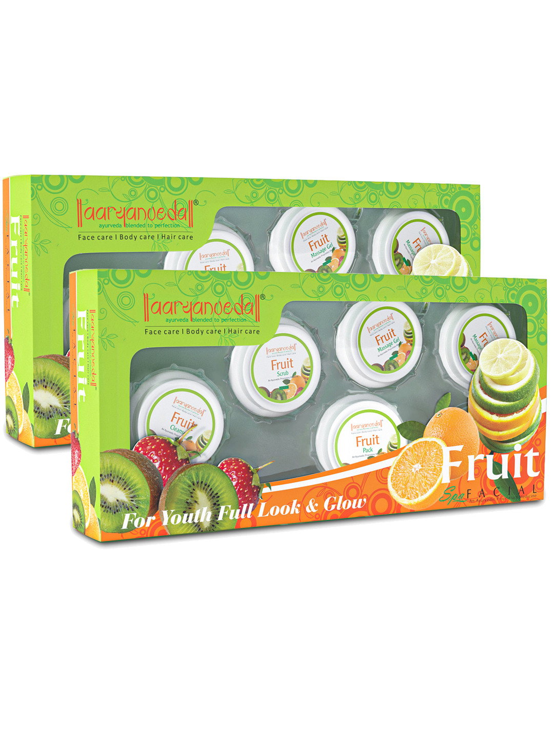 Aryanveda Set Of 2 Fruit Facial Kit To Control Dryness, Hyperpigmentation, Blemishes -210 G