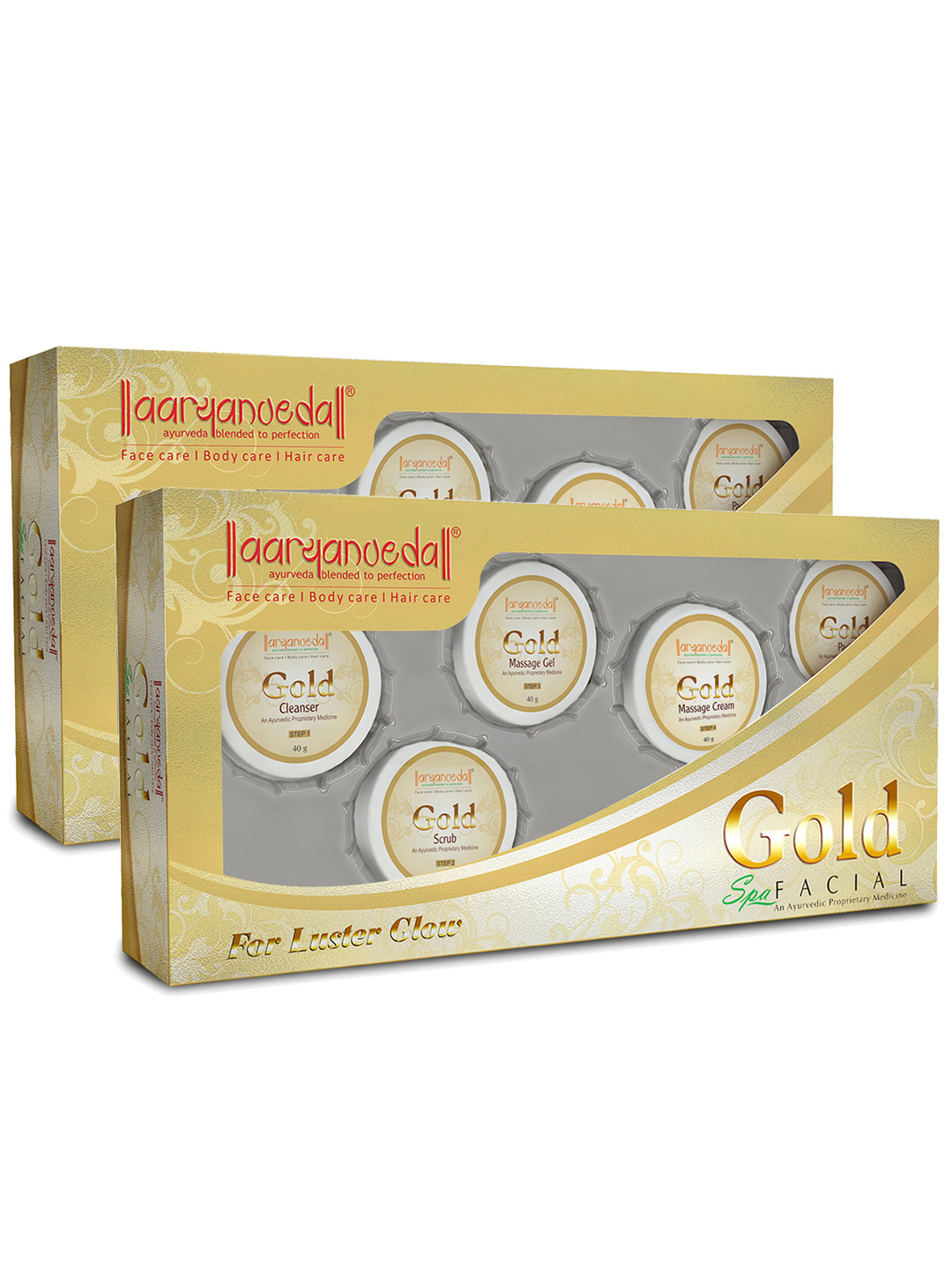 Aryanveda Set of 2 Gold Facial Kit For Bright & Glowing Skin - 210 g Each