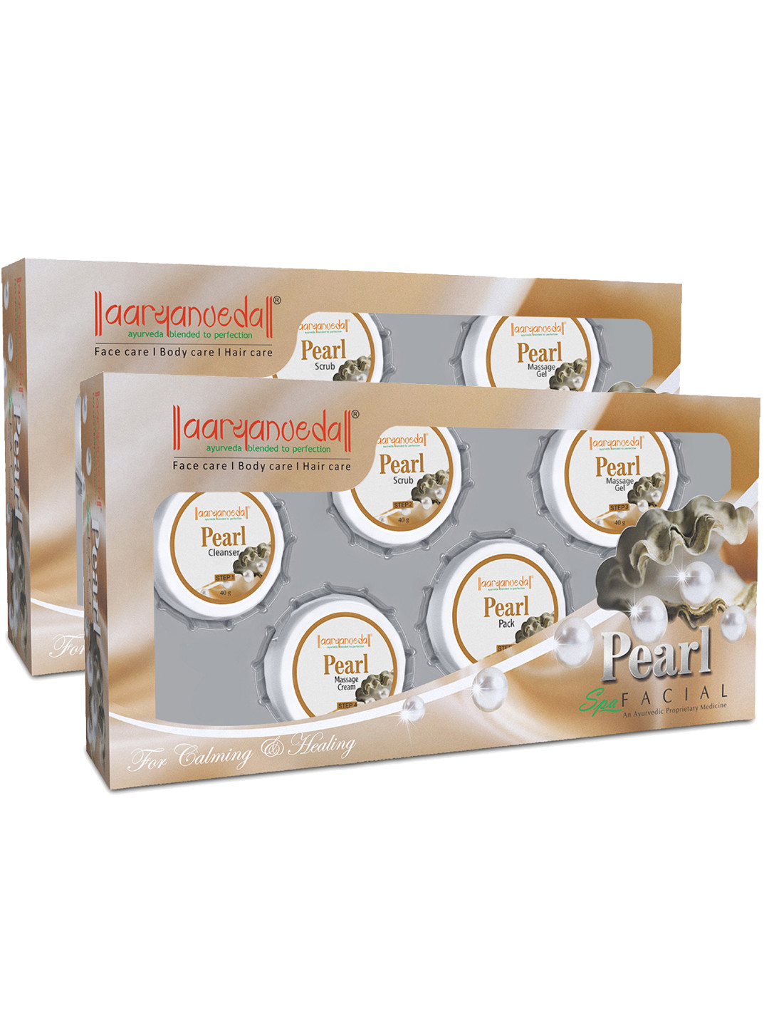 Aryanveda Set Of 2 Pearl Facial Kit With Walnut Extract - Improves Skin Complexion -210 G