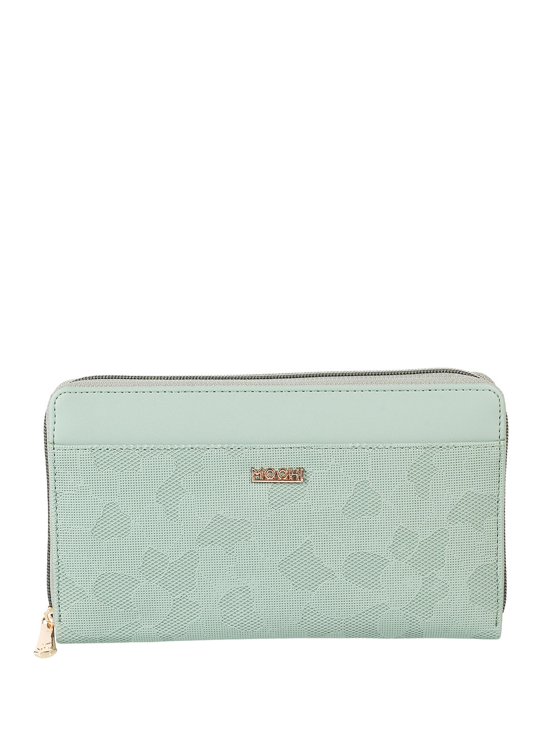 Mochi Women Green Textured Zip Around Wallet