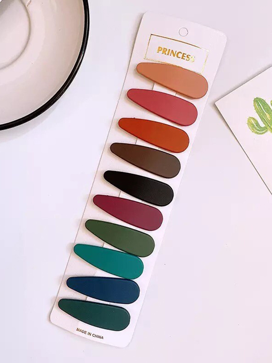 Pinapes Unisex Yellow & Red Set of 10 Tic Tac Hair Clip