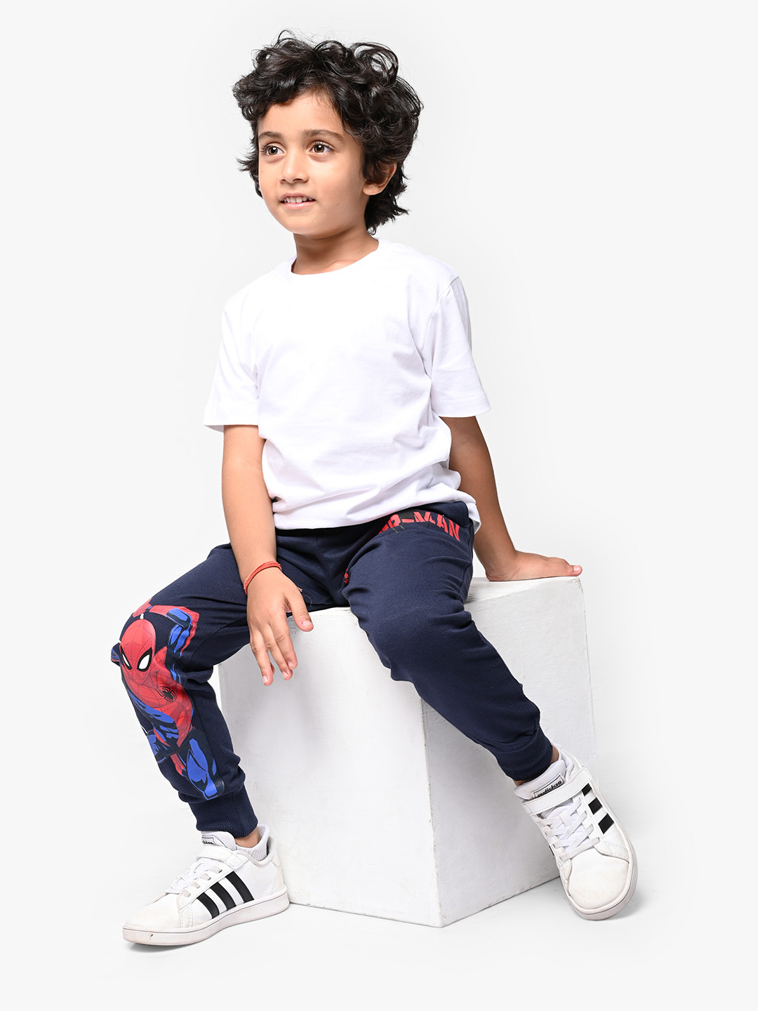 Nap Chief Kids Unisex Navy Blue & Red Spiderman Printed Relaxed Fit Joggers