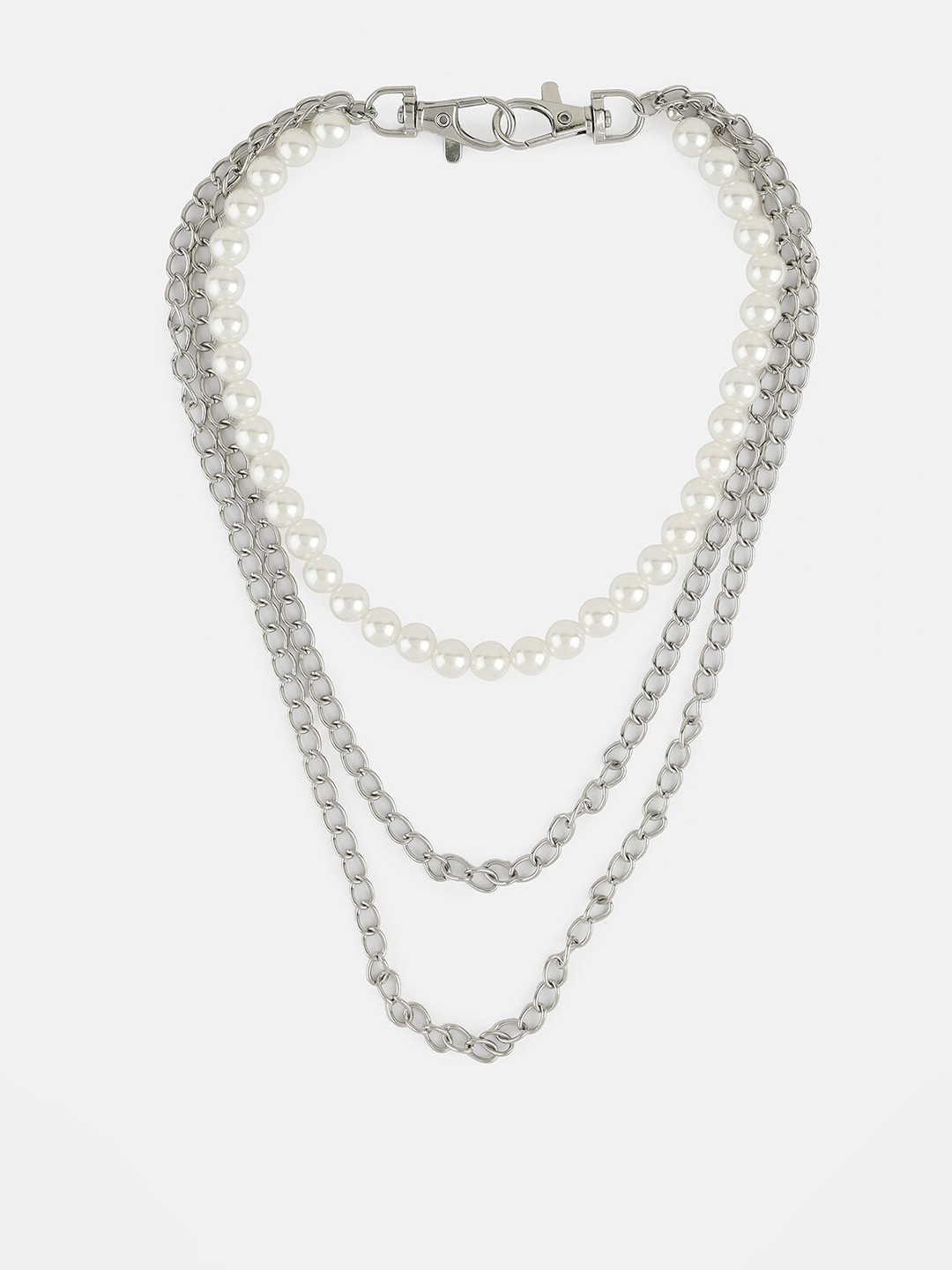 Kazo Silver-Toned & White Silver-Plated Chain