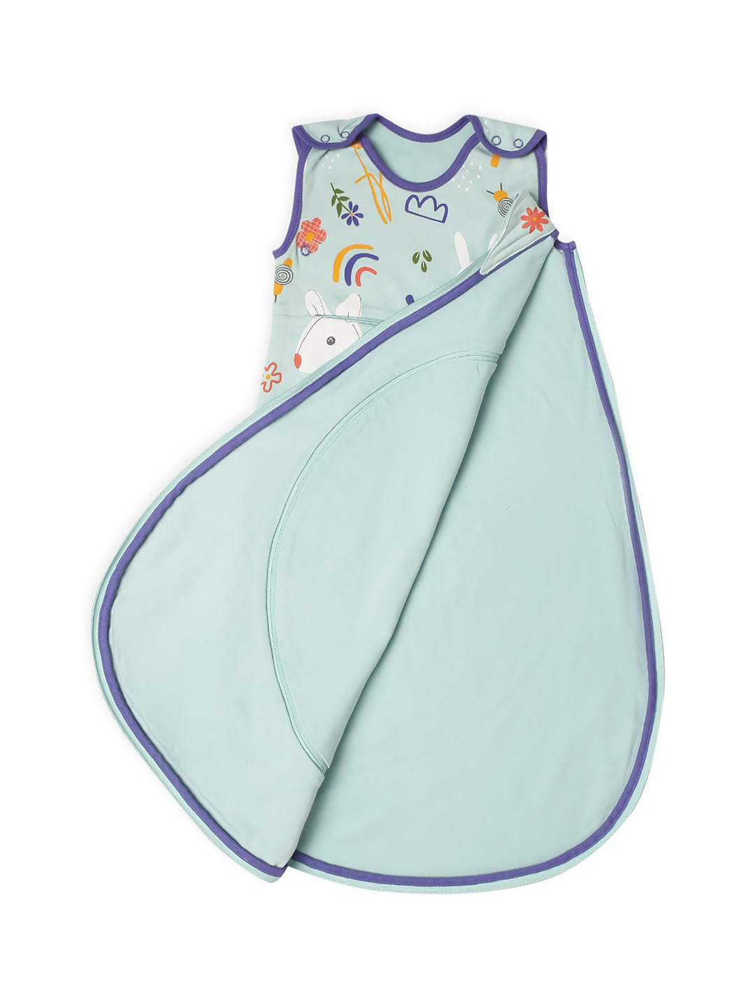 MiArcus Printed Premium Soft 100% Cotton Sleeping Bag for Baby's Comfortable Sleep - Blue