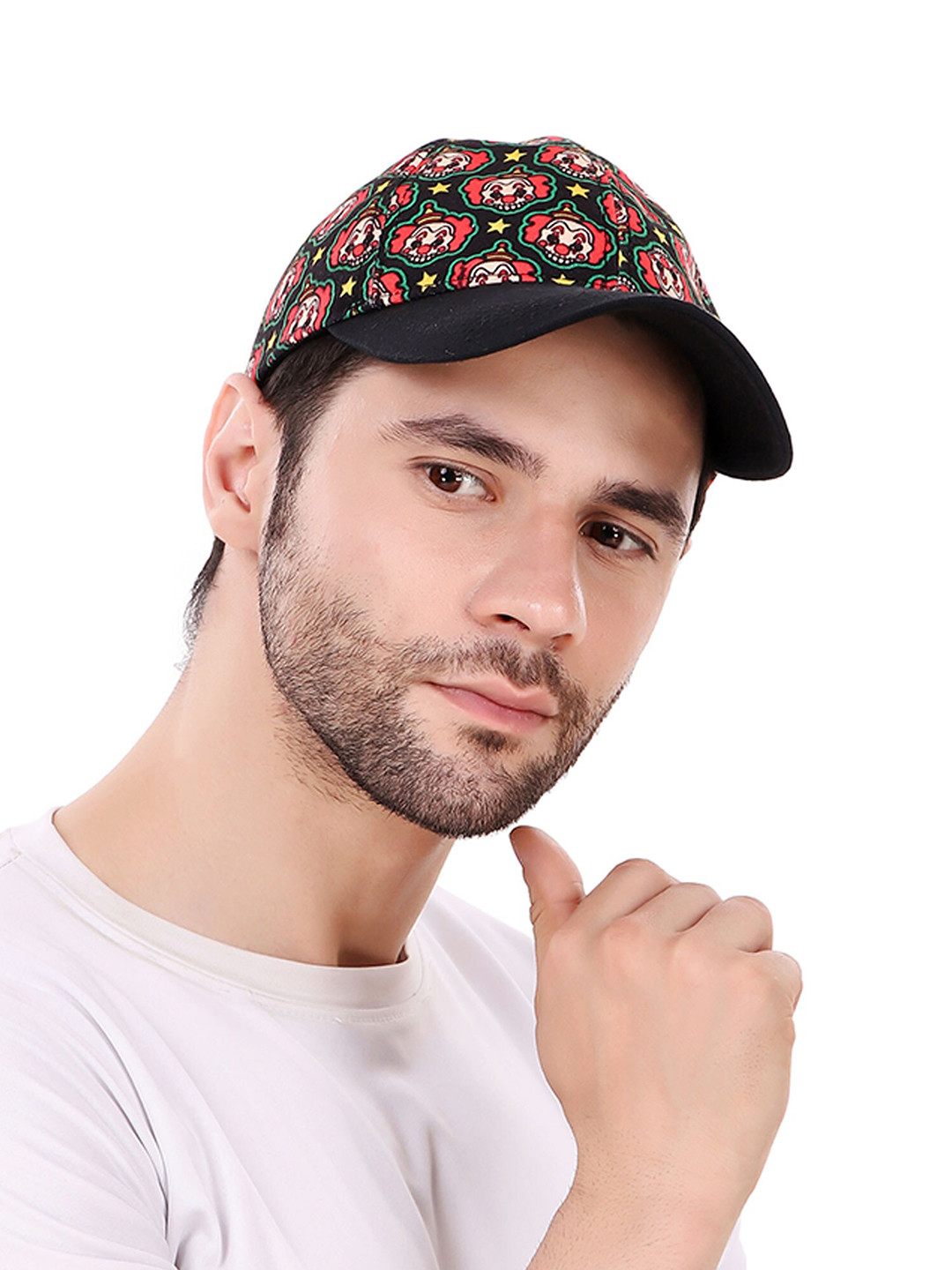 Knotyy Unisex Black & Red Printed Snapback Cap