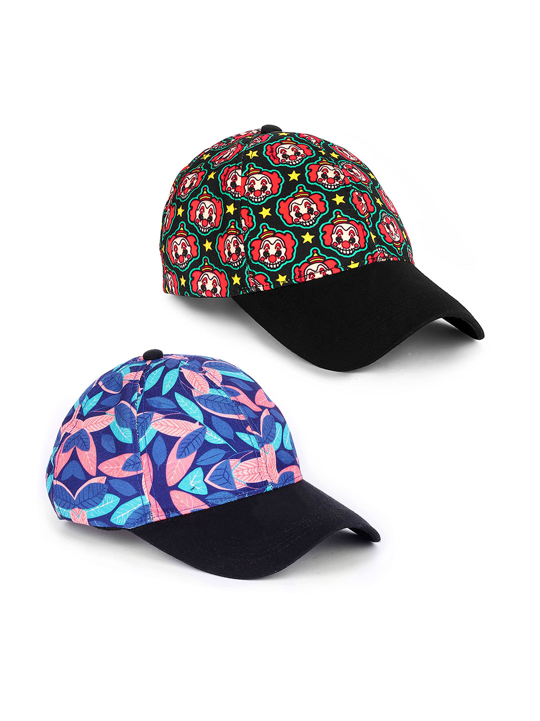 Knotyy Pack of 2 Blue & Red Printed Snapback Cap