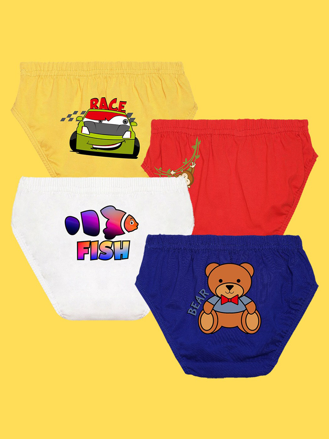 NUSYL Boys Pack Of 4 Printed Cotton Basic Briefs NUBCBRFPO4.0011