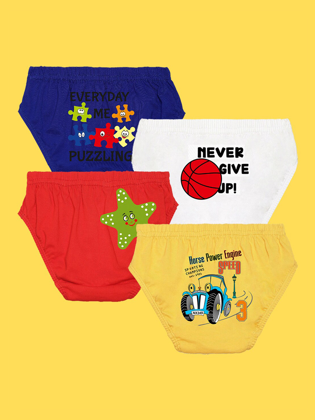 NUSYL Boys Pack Of 4 Printed Cotton Basic Briefs NUBCBRFPO4.0032