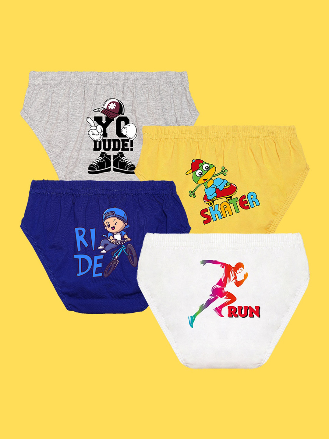 NUSYL Boys Pack Of 4 Printed Cotton Basic Briefs NUBCBRFPO3.0038