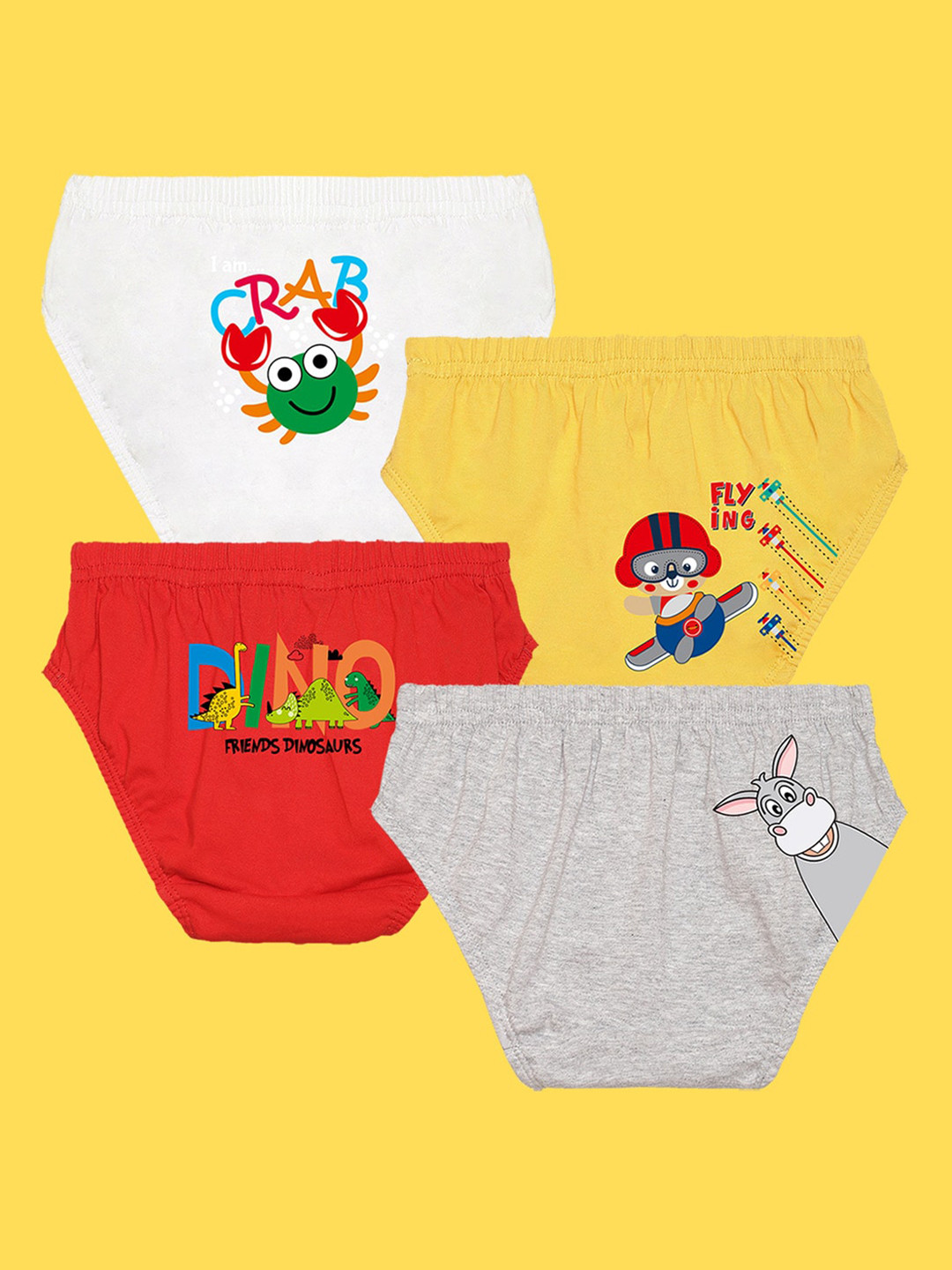 NUSYL Boys Pack Of 4 Printed Cotton Basic Briefs NUBCBRFPO4.0001