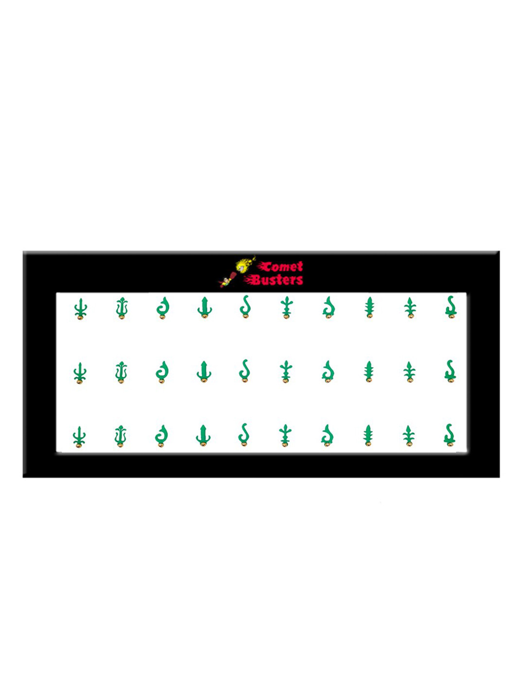 Comet Busters 30 Pcs Beaded Reusable Designer Bindis - Green