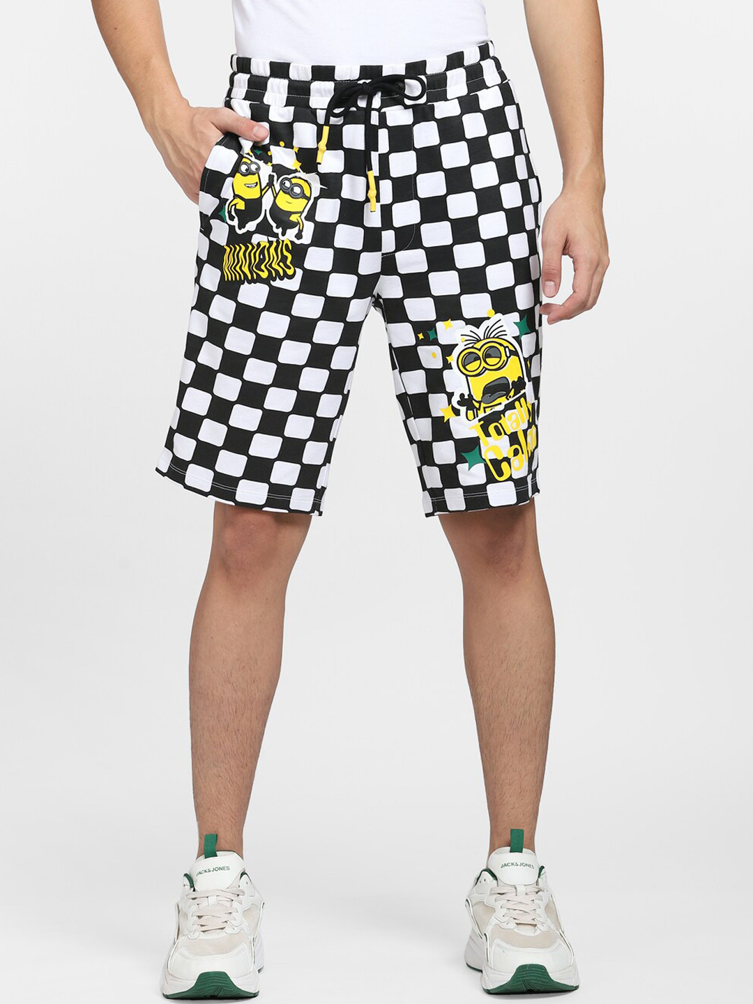 Jack & Jones Men White Checked Shorts