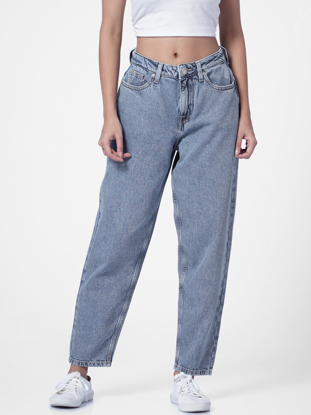 ONLY Women Blue Boyfriend Fit Mildly Distressed Jeans- ONLCADILAC BF JEA