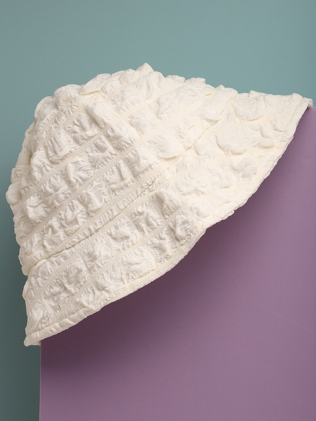 HAUTE SAUCE   Women Cream Solid Quilted Bucket Hat