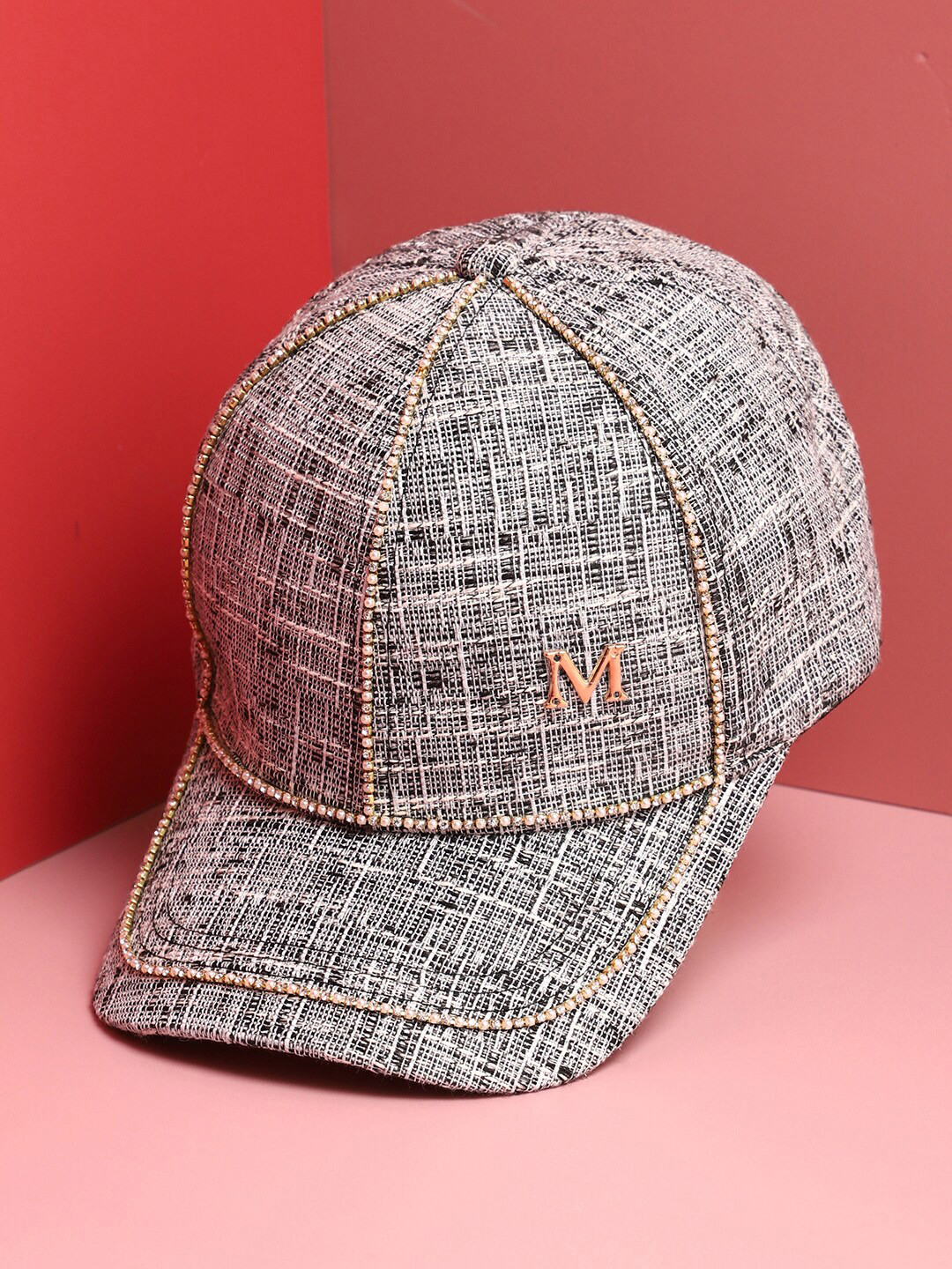 HAUTE SAUCE   Women Grey & White Self Design Baseball Cap