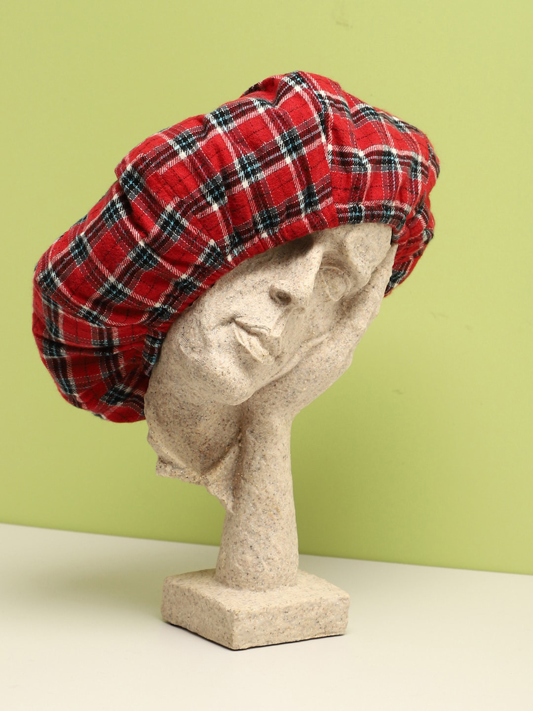 HAUTE SAUCE   Women Red & Black Checked Bakerboy Hat