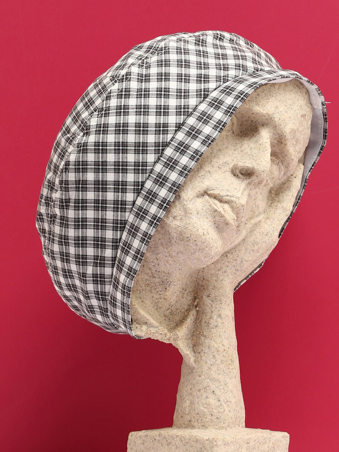 HAUTE SAUCE  Women White & Black Checked Beret Cap