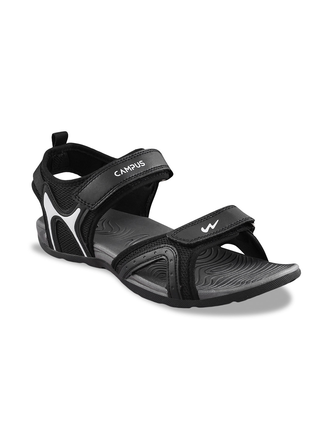 Campus Men GC-22105 Black Patterned Synthetic Sports Sandals