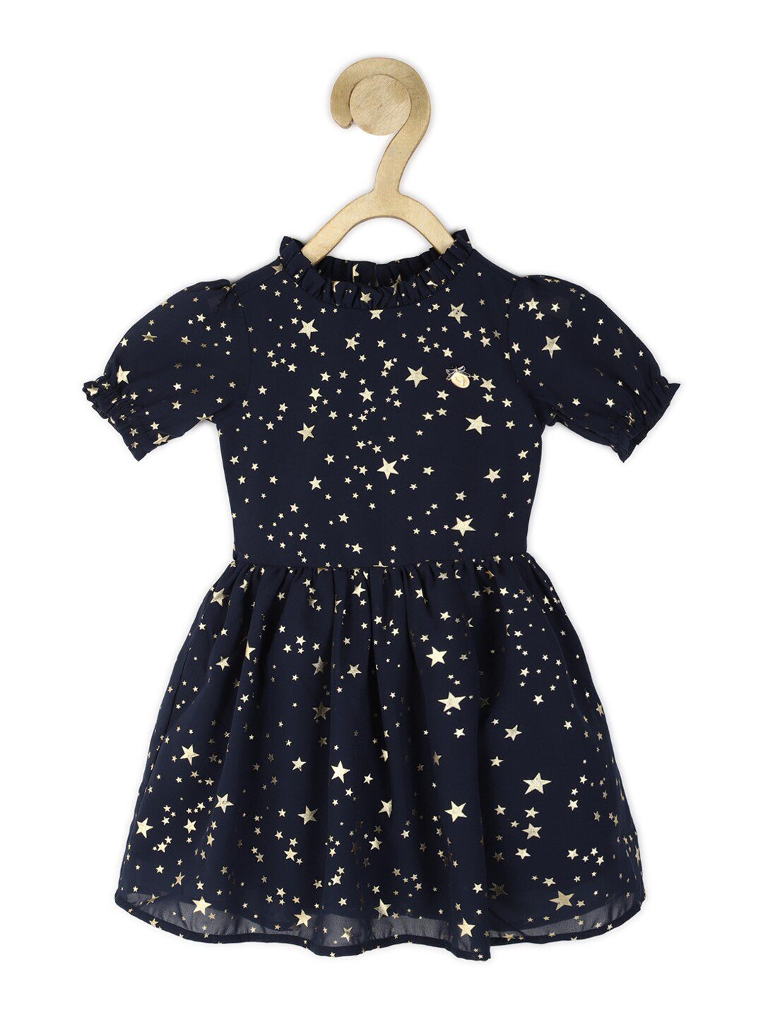 Allen Solly Junior Navy Blue & Gold-Toned Dress