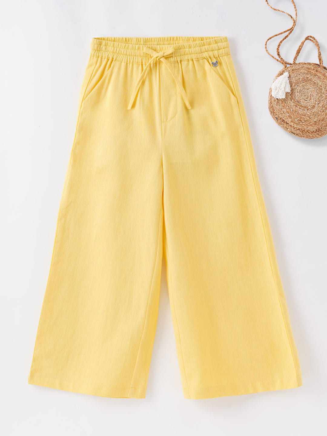 Ed-a-Mamma Girls Yellow Straight Fit Trousers