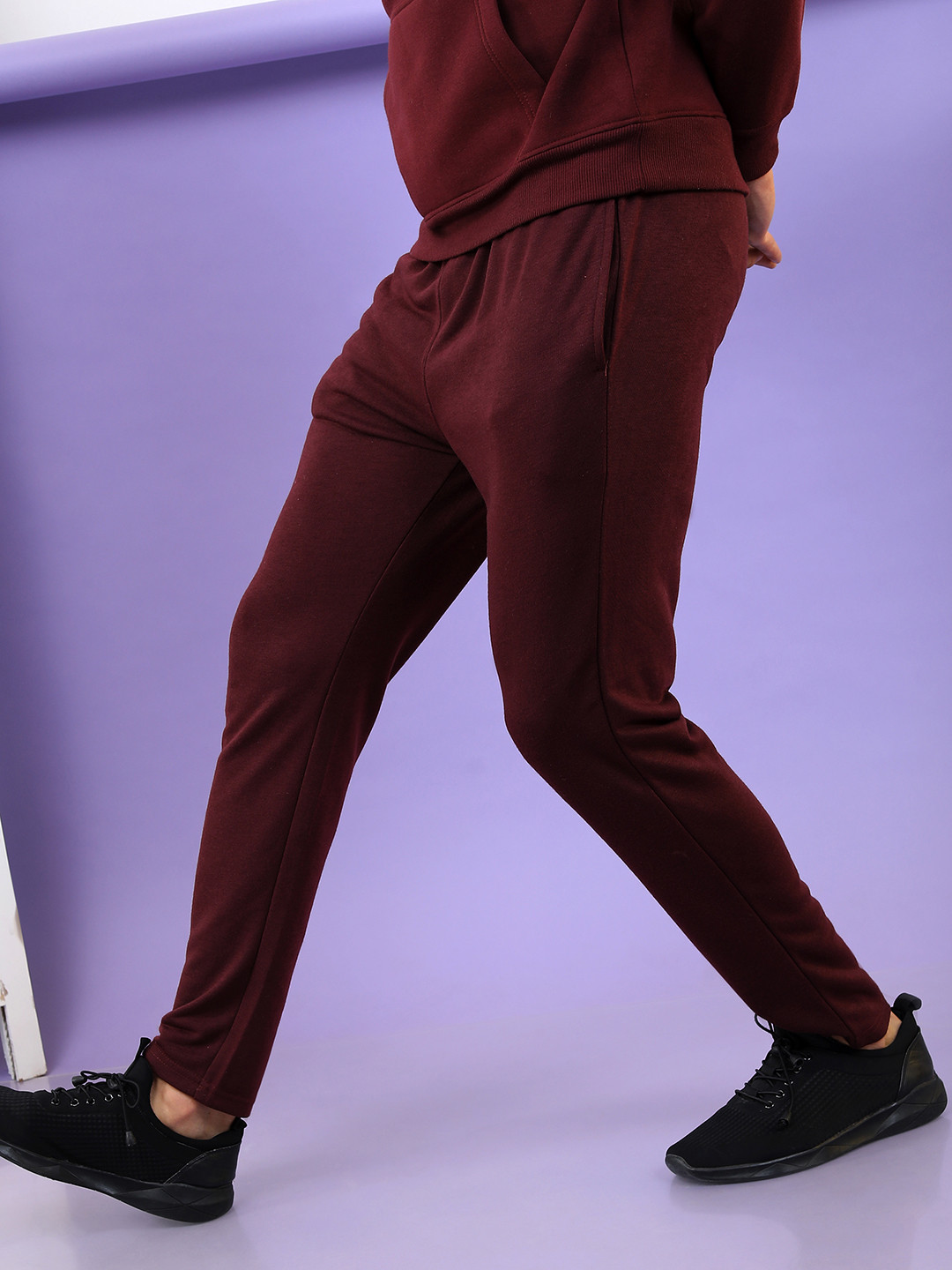 HIGHLANDER Men Burgundy Solid Track Pant