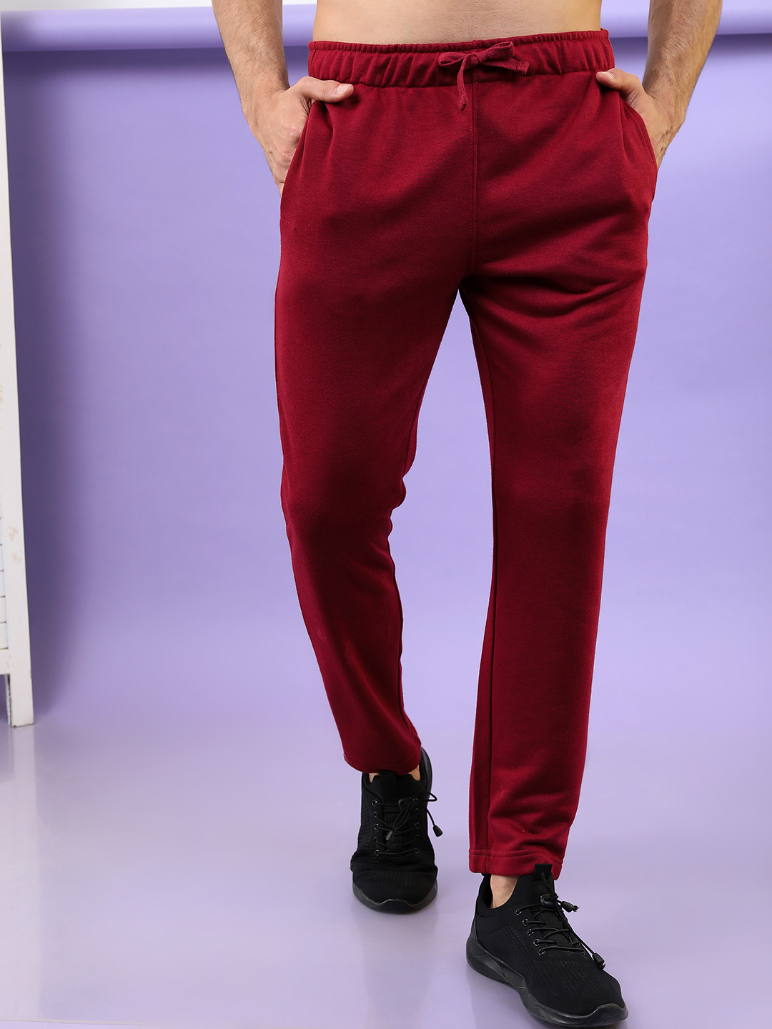 HIGHLANDER Men Maroon Solid Track Pant