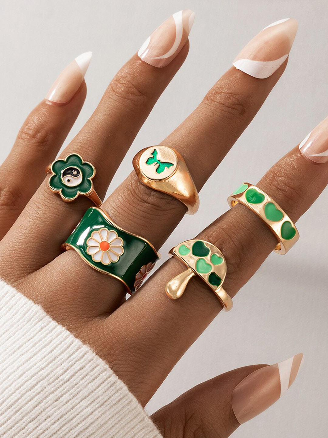 Jewels Galaxy Green Gold-Plated  Ring