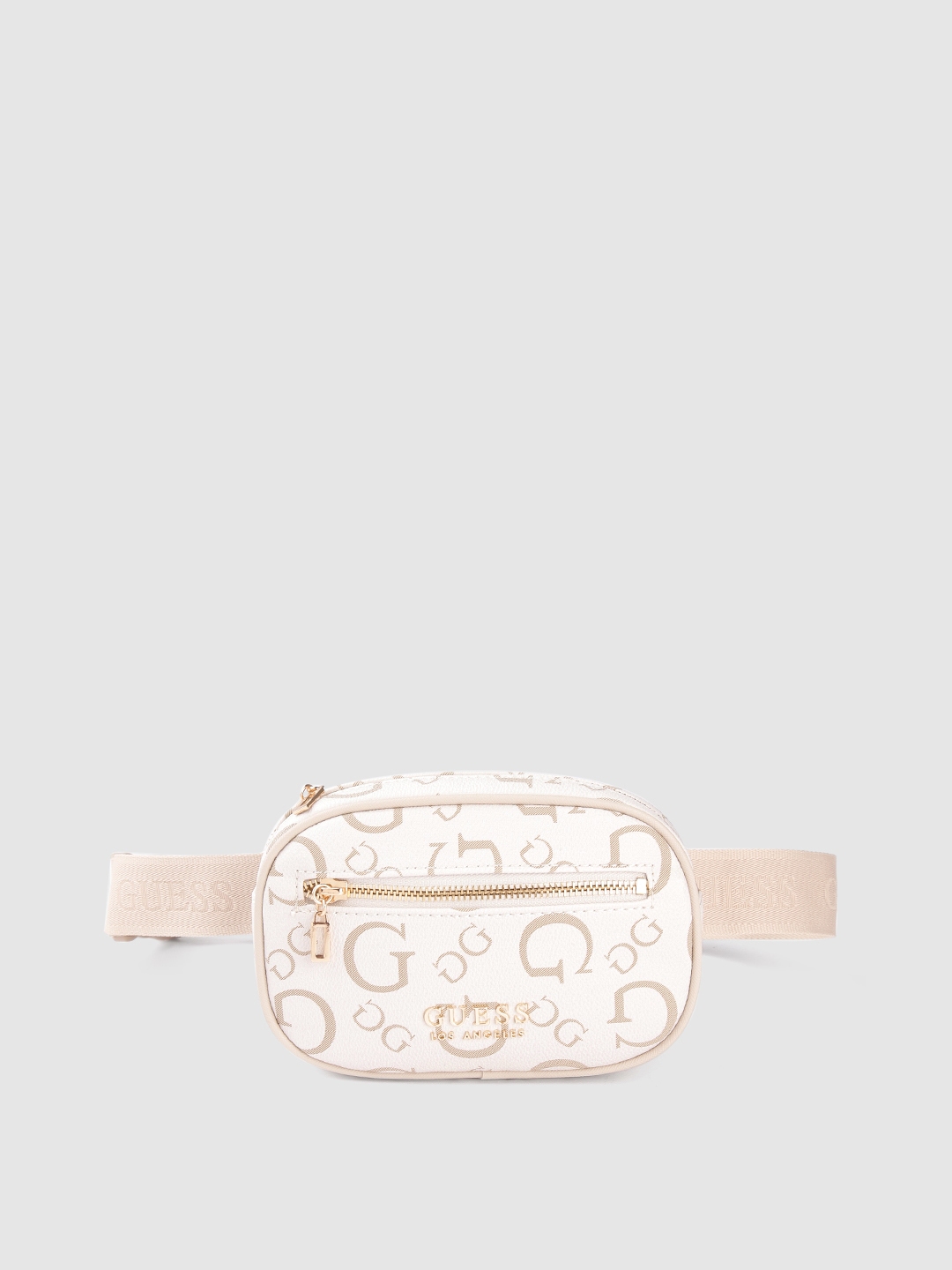 Buy GUESS Women Off White Beige Brand Logo Printed Fanny Pack Waist Pouch for Women 20303574 Myntra