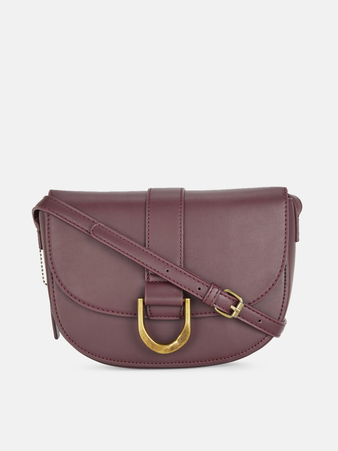 Forever Glam by Pantaloons Maroon PU Half Moon Sling Bag