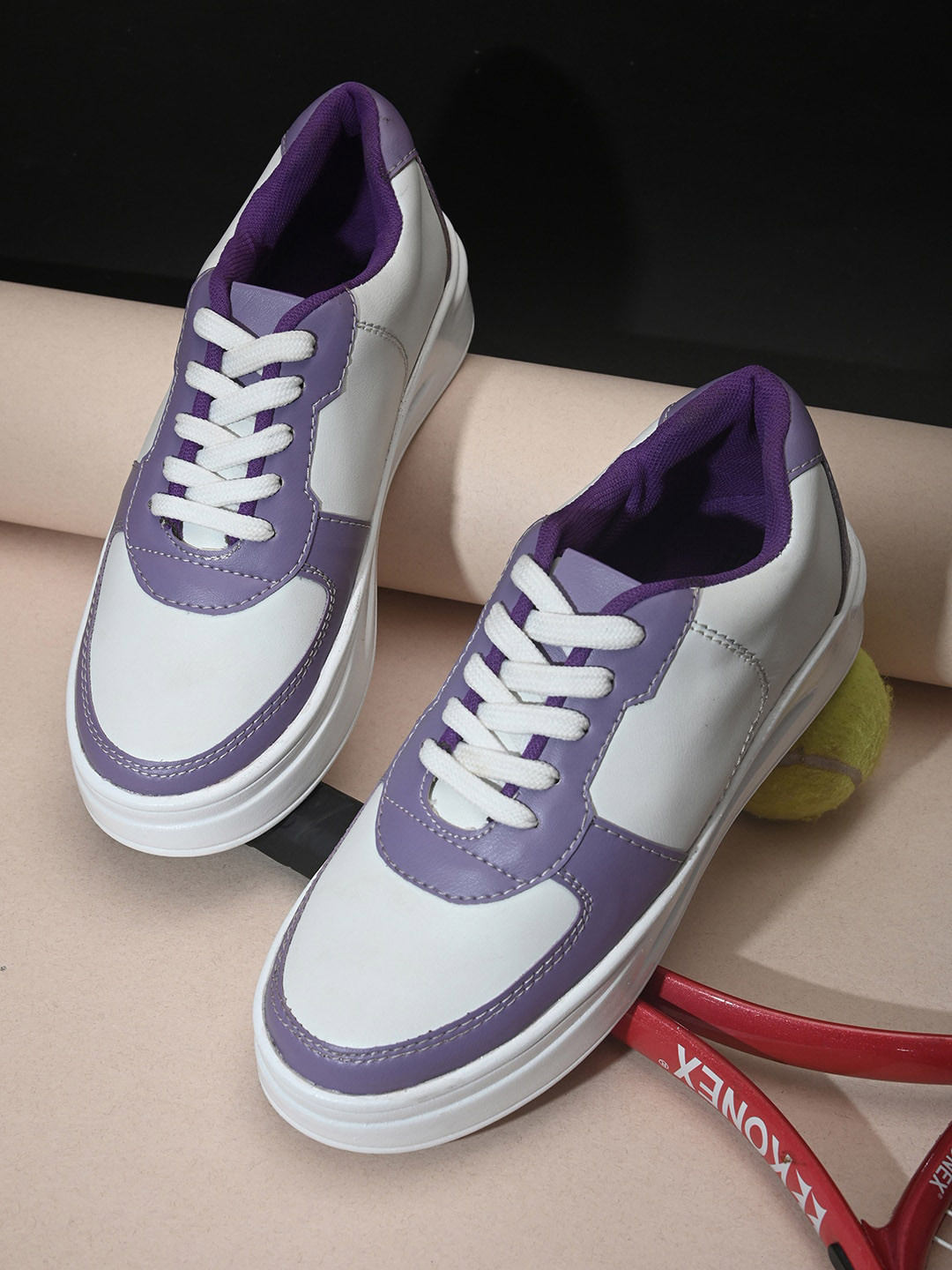 Fashion Victim Women Purple & White Colourblocked Sneakers
