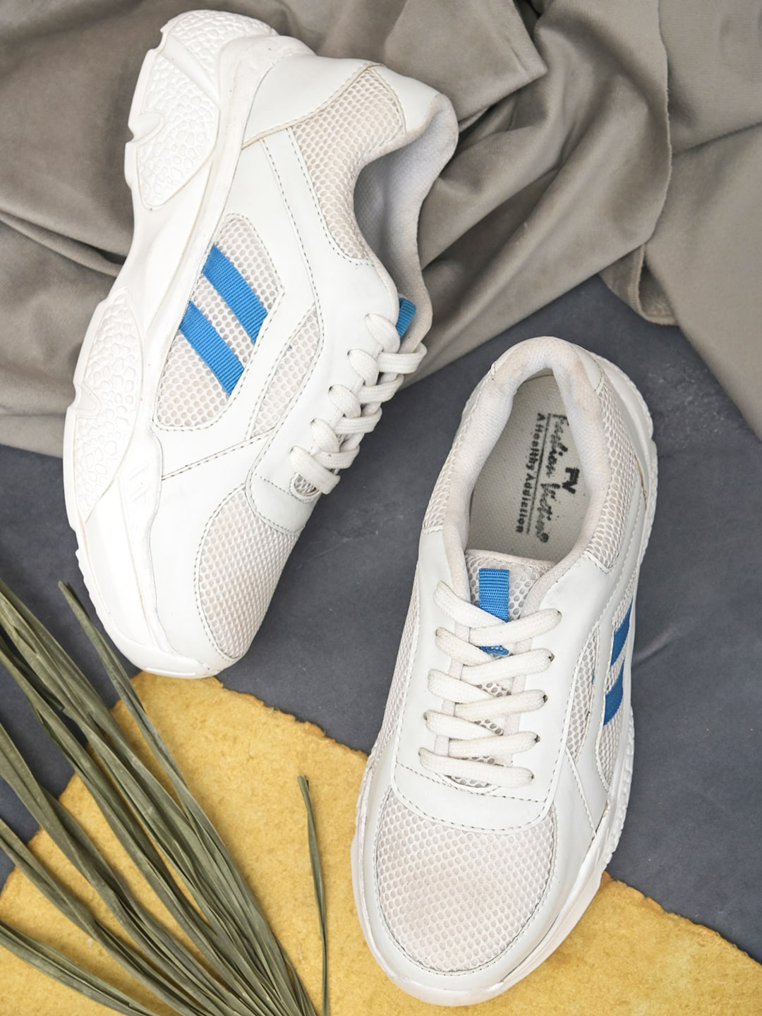 Fashion Victim Women White Woven Design Sneakers