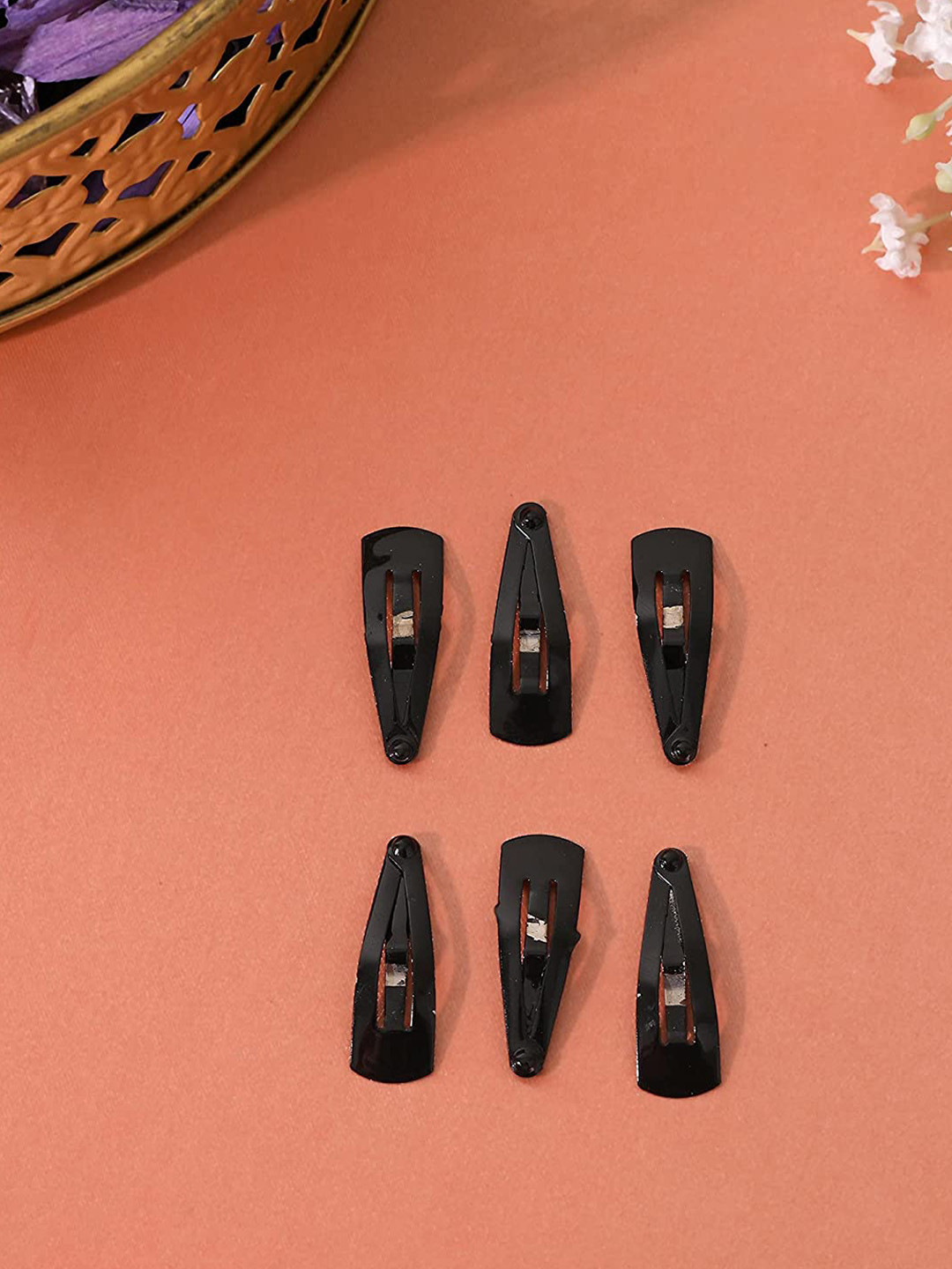 CHRONEX Women Black Set of 6 Tic Tac Hair Clips