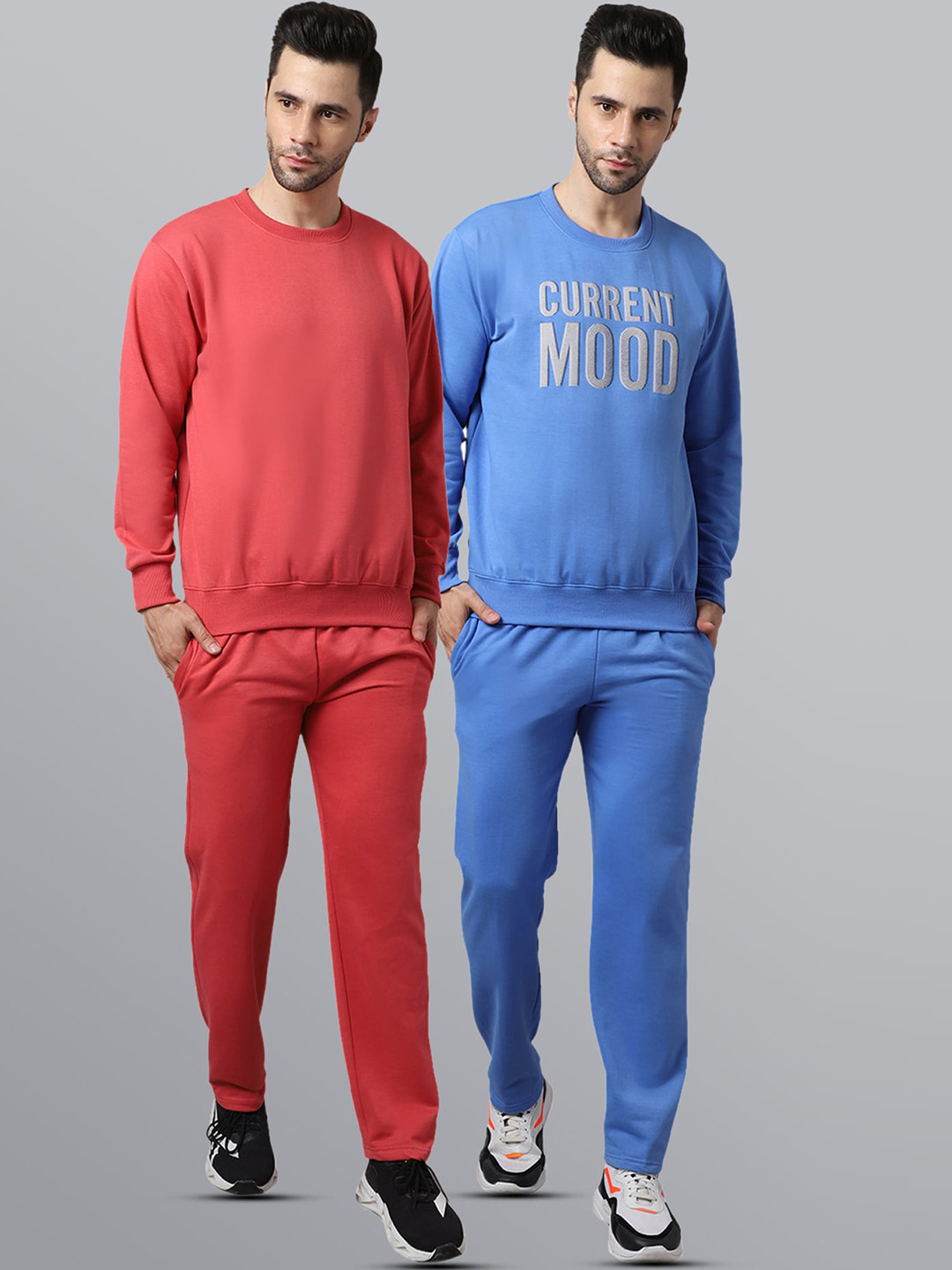 MACK JONNEY Men Pack of 2 Blue & Pink Fleece Tracksuits