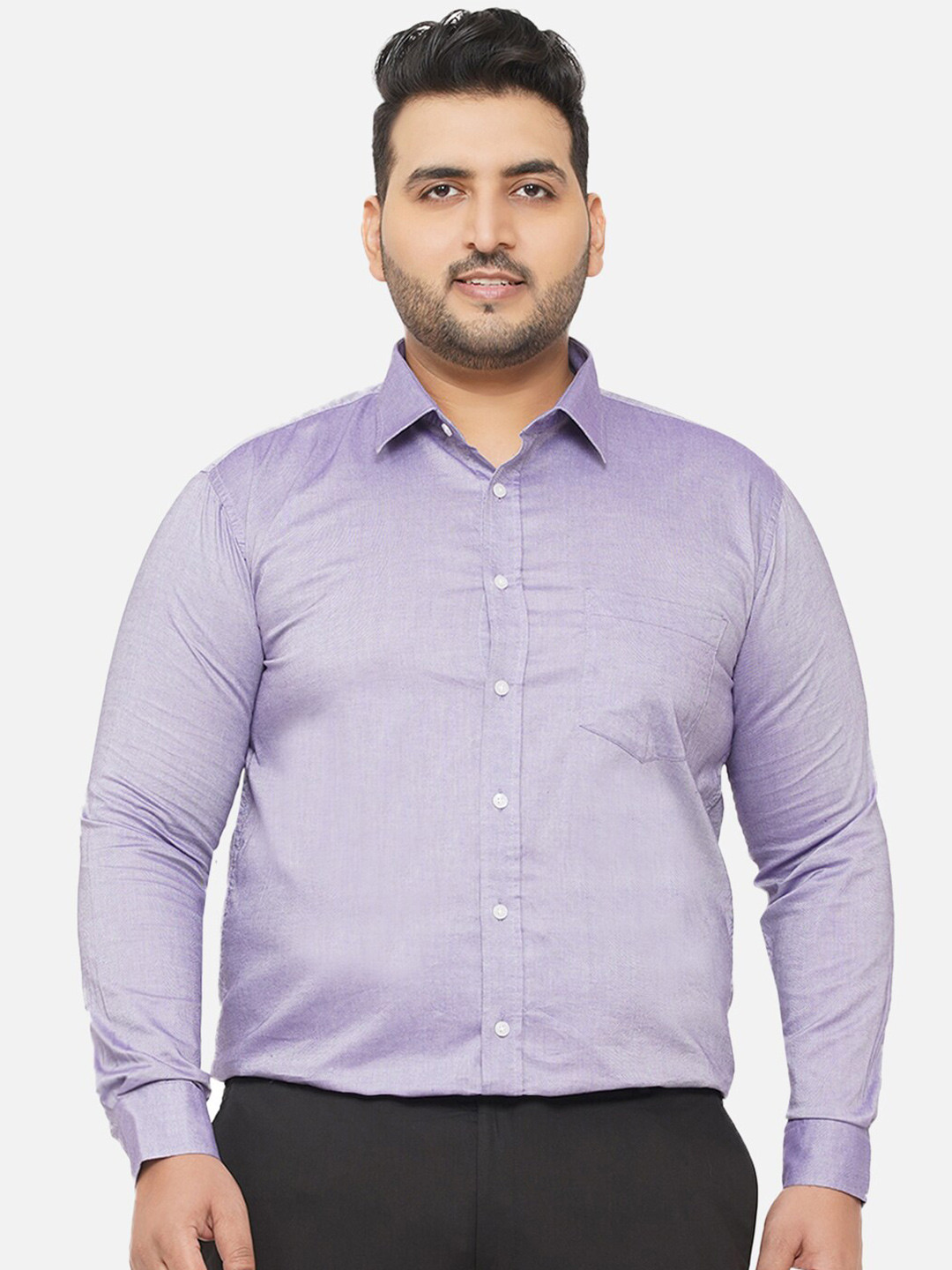 John Pride Men Plus Size Purple Comfort Formal Shirt