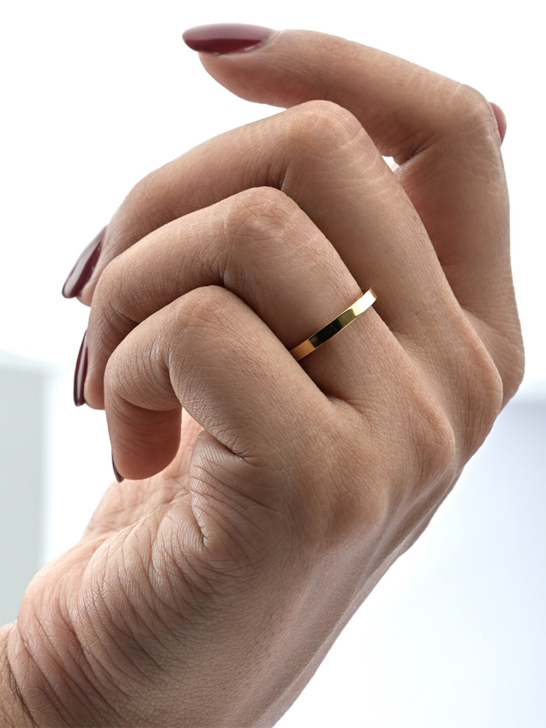 PALMONAS Women 18K Gold-Plated Adjustable Finger Ring