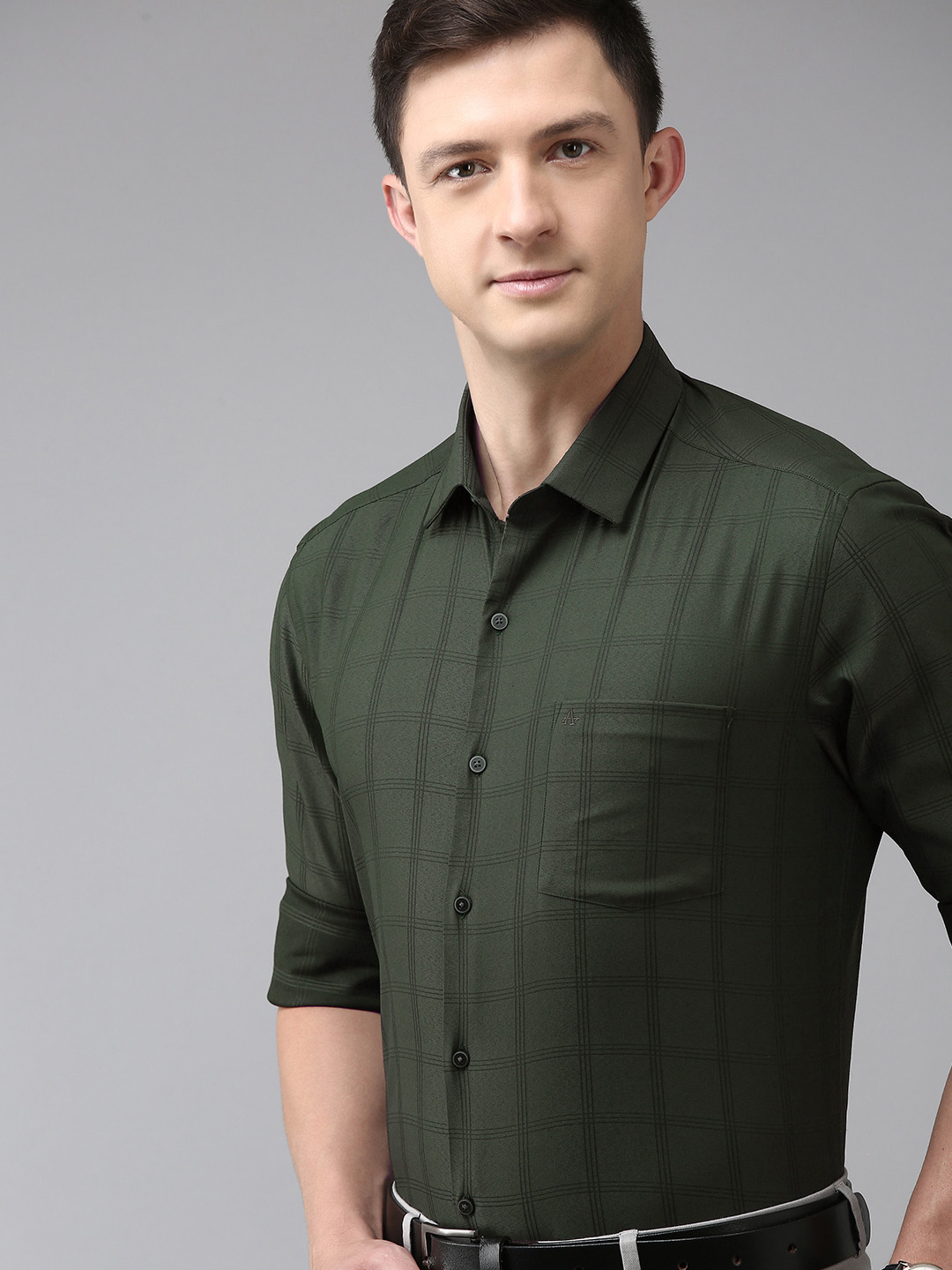 Arrow Men Green Manhattan Slim Fit Tartan Checked Formal Shirt