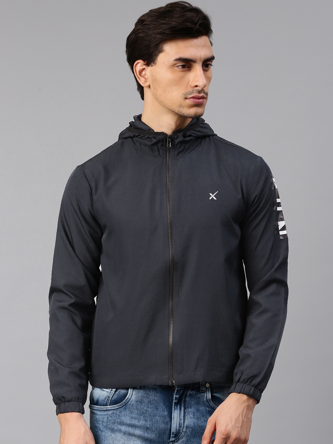 Buy HRX By Hrithik Roshan Men Navy Solid Hooded Sporty Jacket