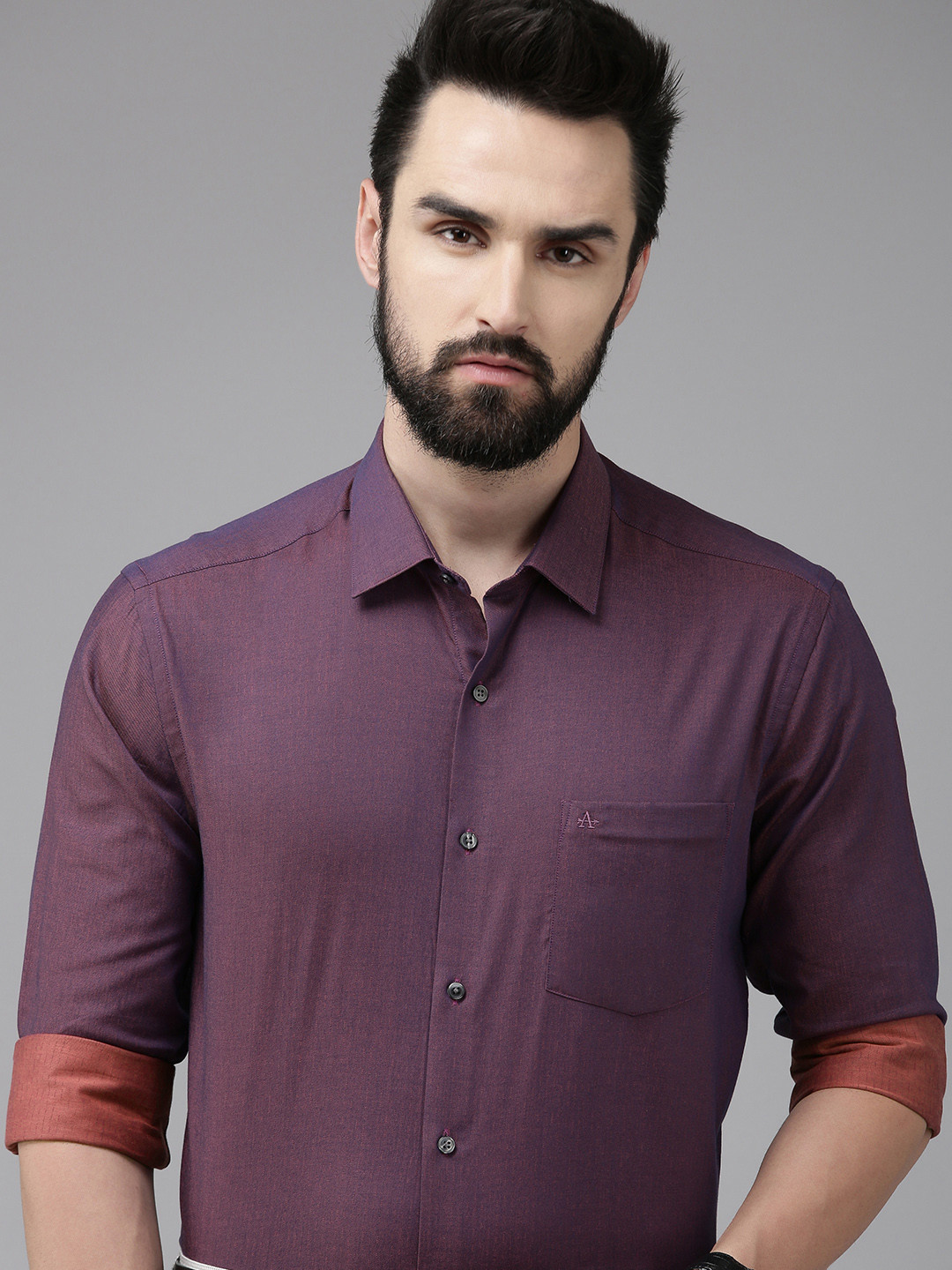 Arrow Men Purple Original Slim Fit Pure Cotton Formal Shirt