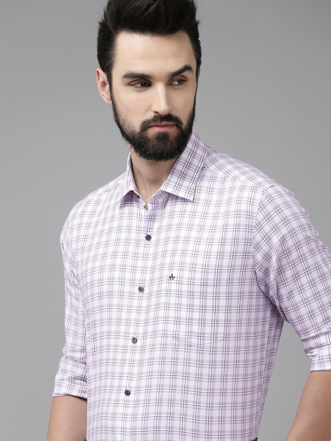Arrow Men White Manhattan Slim Fit Tartan Checks Opaque Pure Cotton Formal Shirt