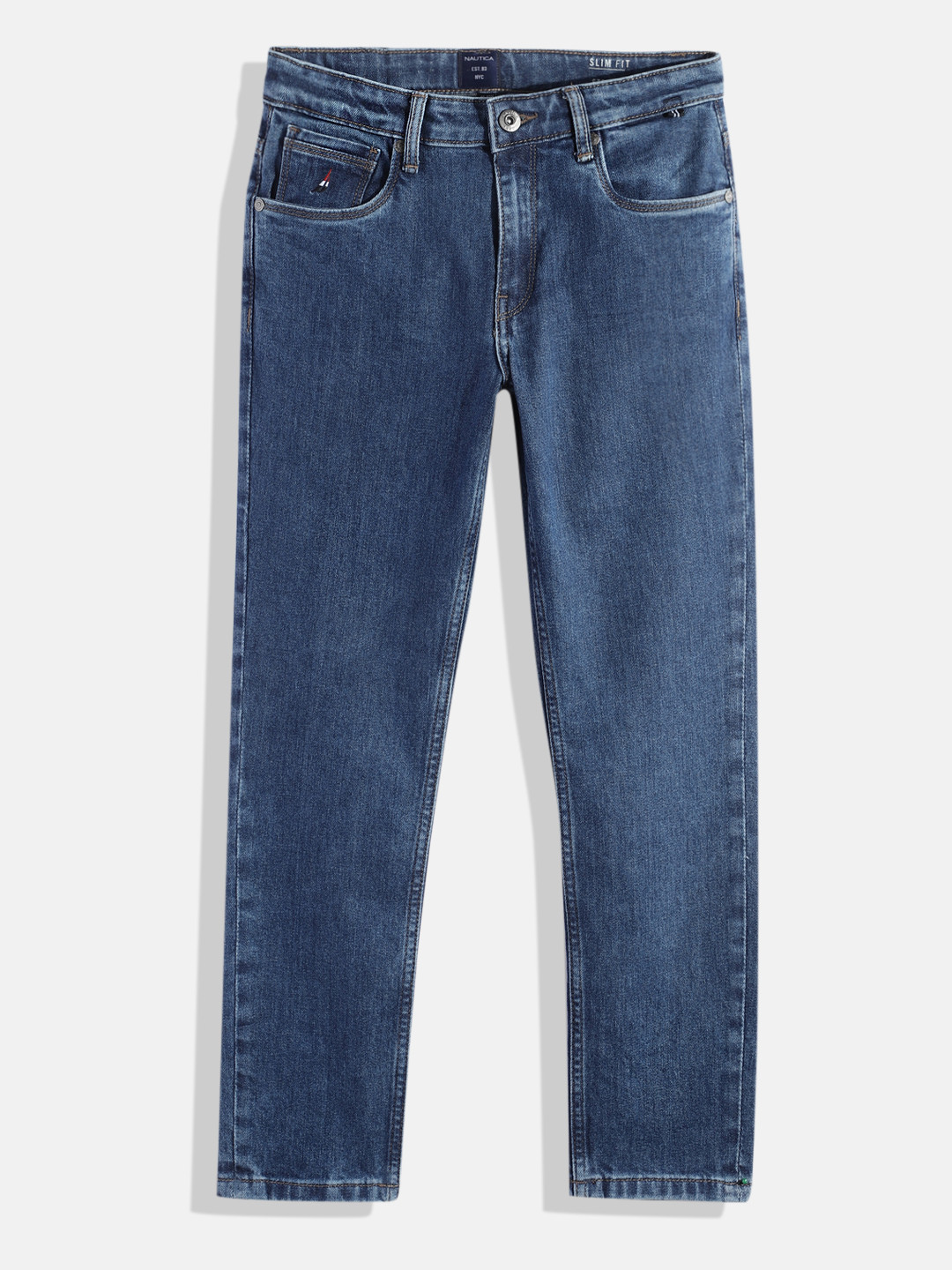 Nautica Boys Slim Fit Mid-Rise Clean Look Light Fade Stretchable Jeans