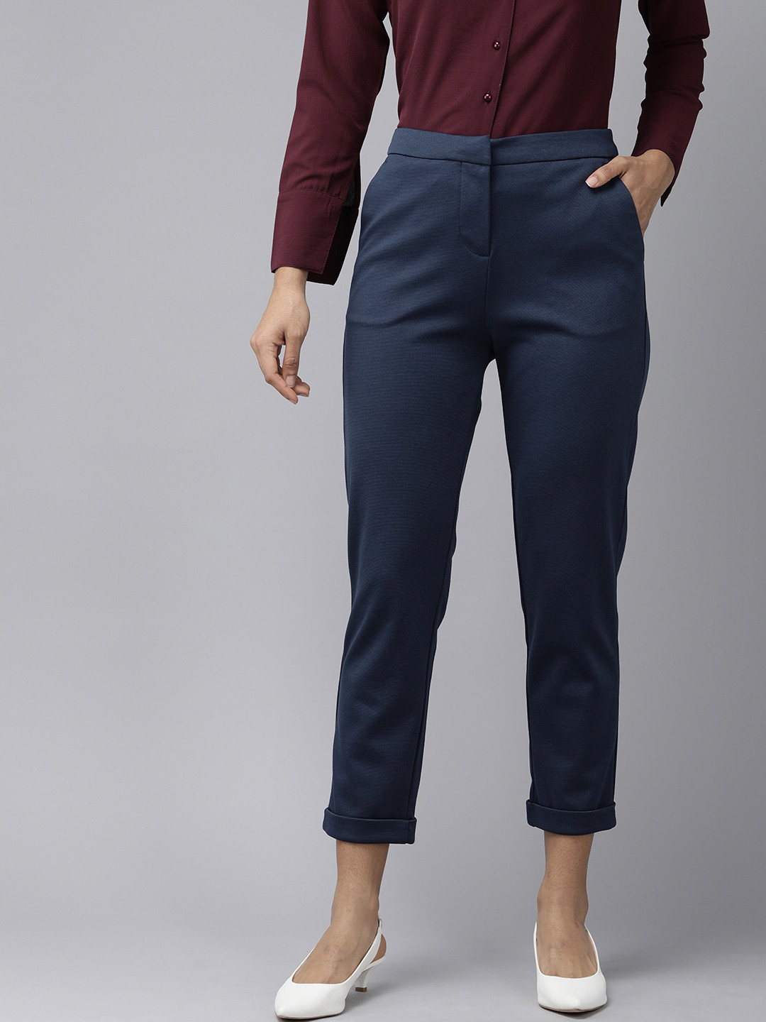 Van Heusen Woman Women Striped Flat Front Trousers