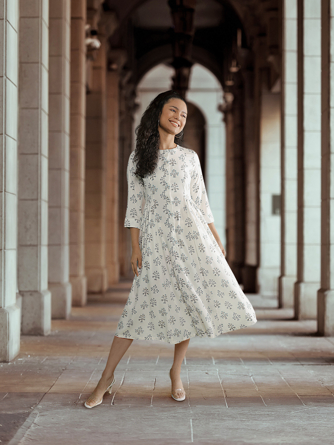 Van Heusen Woman Floral Printed  A-Line Midi Dress