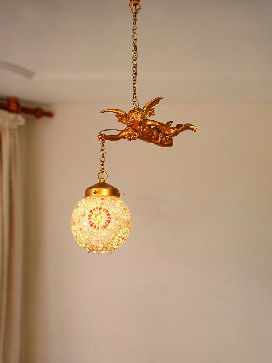 Fos Lighting Gold-Toned & White Mosaic Ceiling Lamp