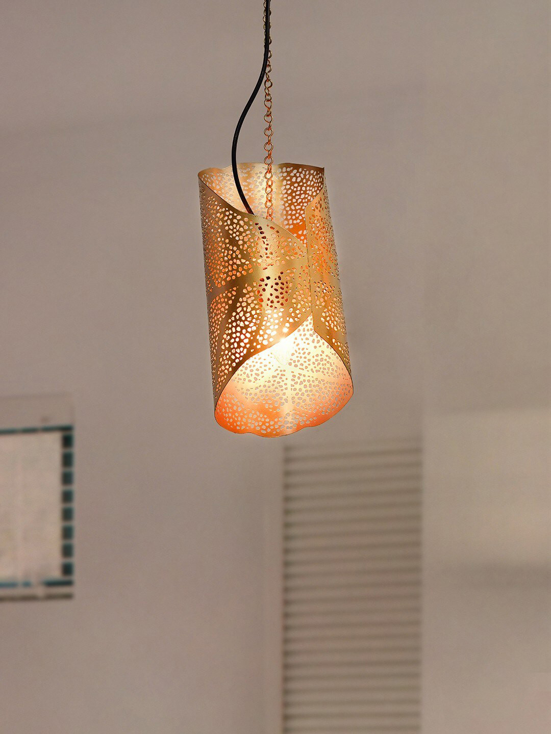 Fos Lighting Gold-Toned Textured Ceiling Lamp