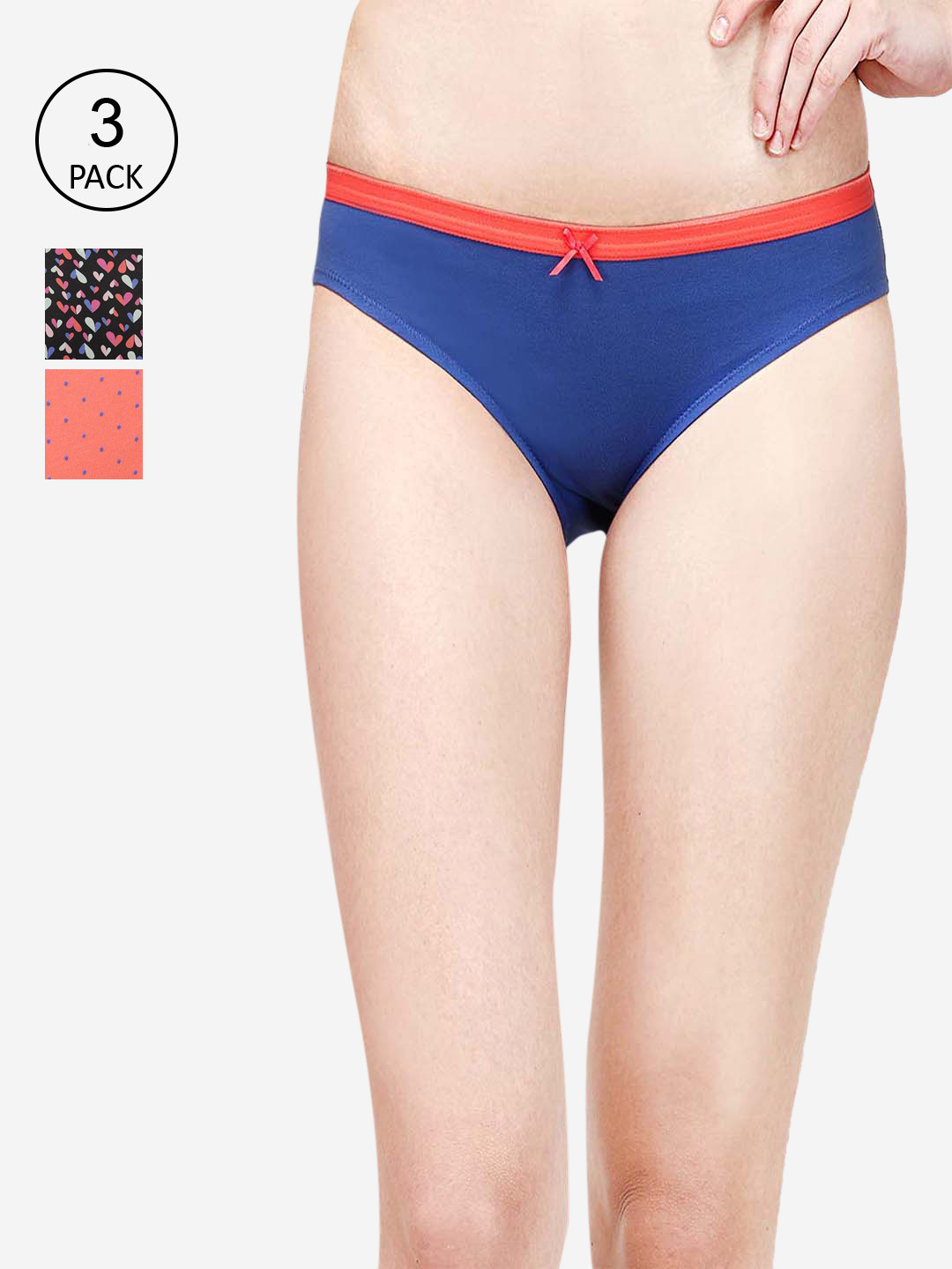 Soie Women Pack of 3 Print & Solid Classic Brief Panty