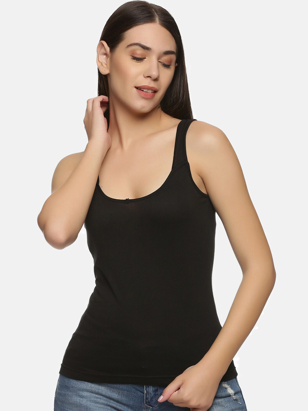 NOT YET by us Women's Cotton Black Camisole - Soft & Breathable