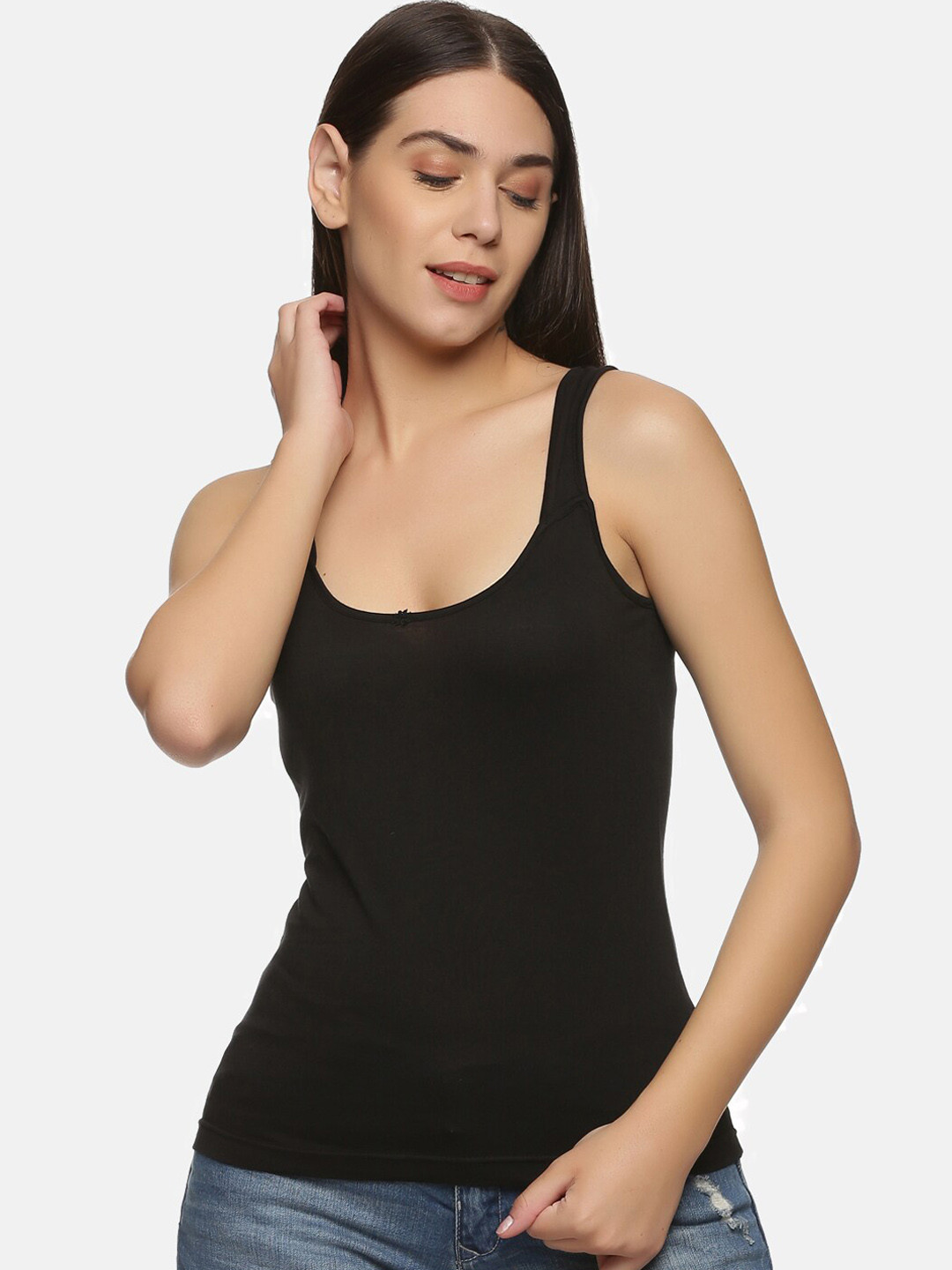NOT YET by us Women Solid Black Camisole -Comfortable & Versatile
