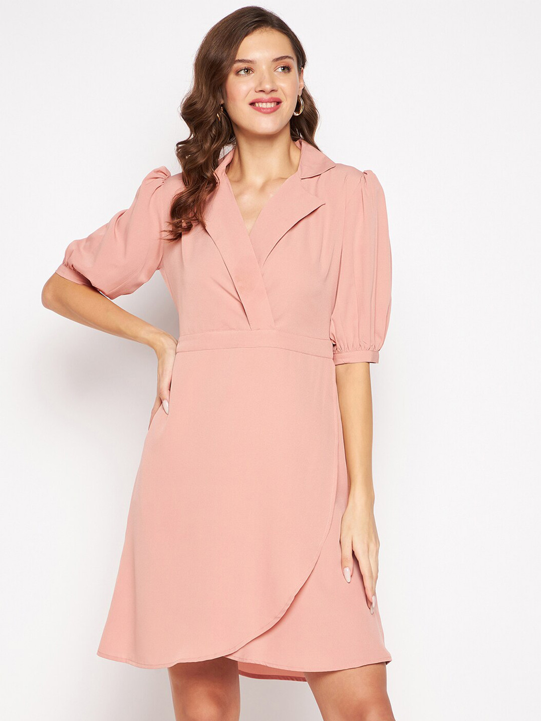 Color Cocktail Women Pink Crepe Dress